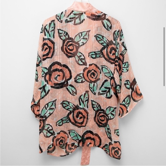 Vintage Victoria's Secret Gold Label 3 Piece Pajama Set Floral Peach Green Med - Picture 4 of 15